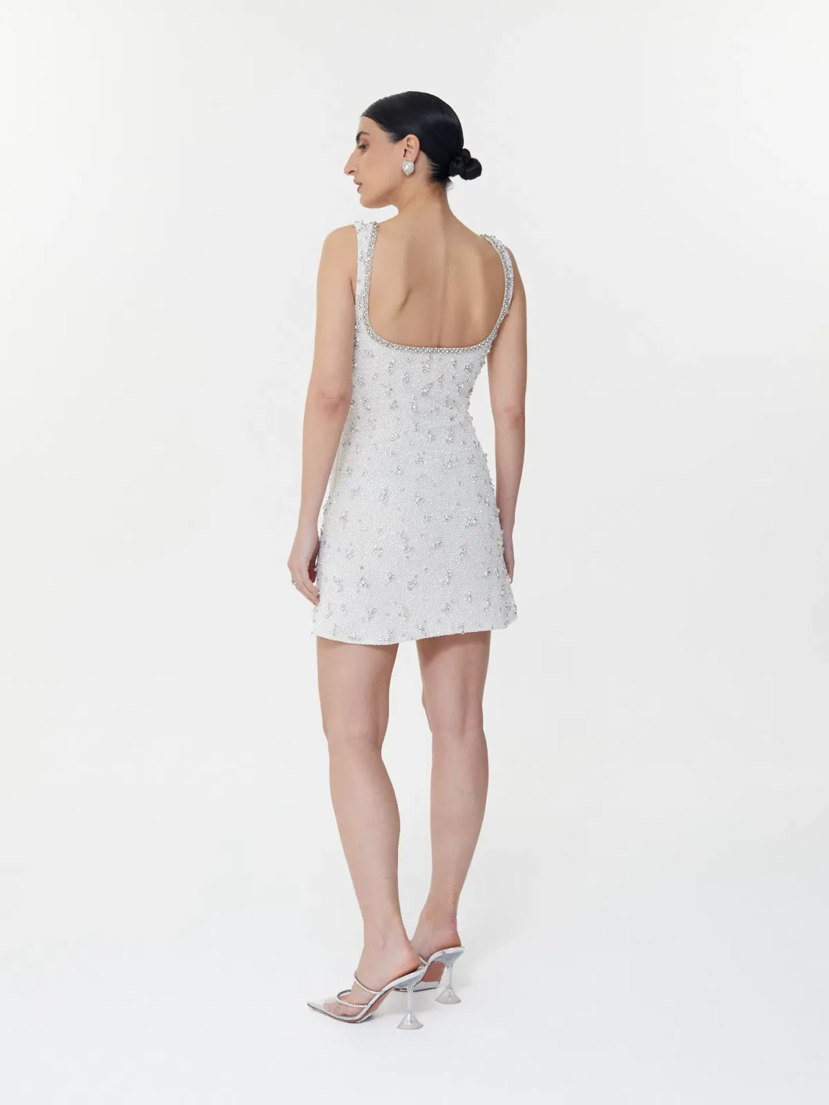 Clio Peppiatt Bridal Crystal Mini Dress Ivory Size AU 8 - Image 2