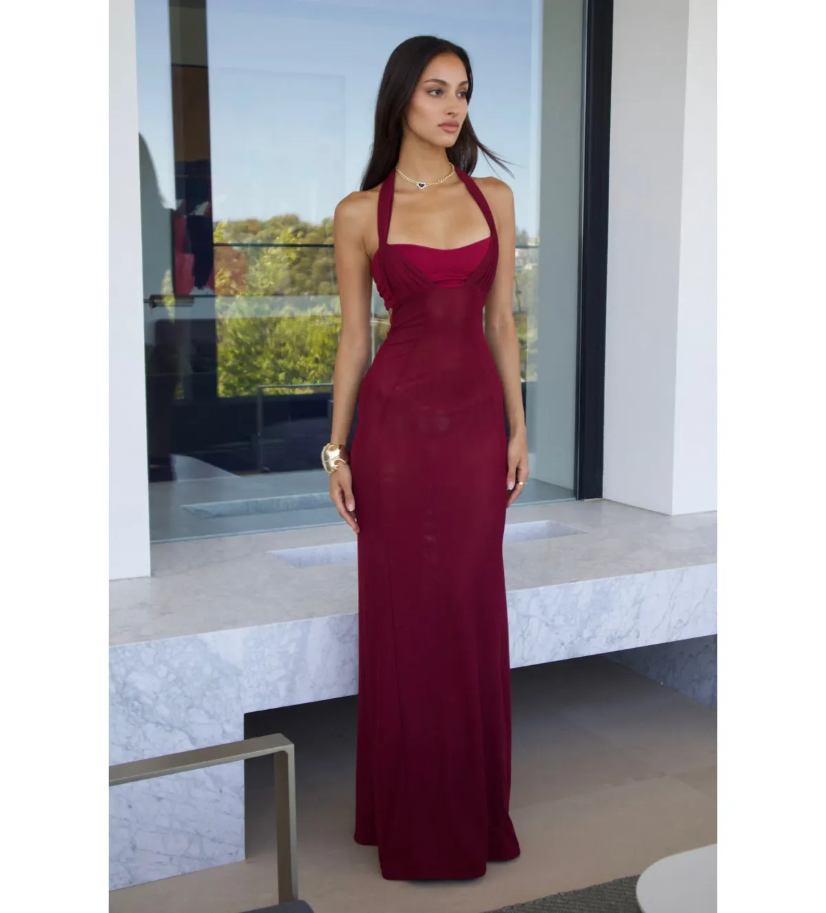 Deconduarte Gemona Gown Burgundy Size 6 - Image 2
