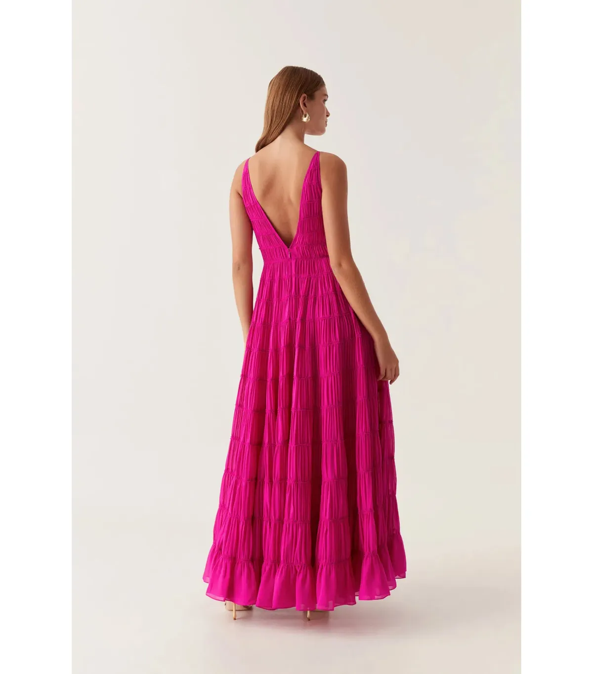 Aje Rosewood Ruched Maxi Dress Magenta Size AU 16 - Image 2