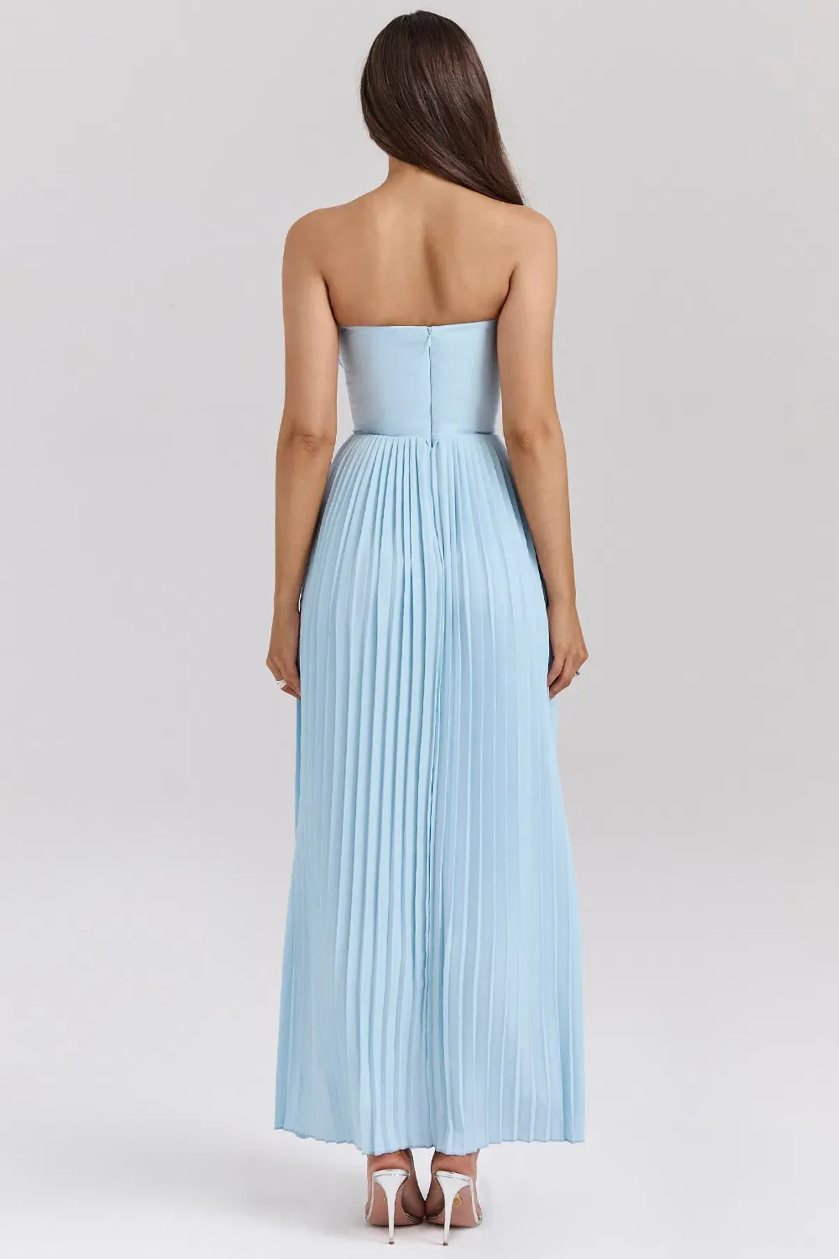 House of CB Marcella Pleated Maxi Dress Ocean Blue Size L / AU 12 - Image 3