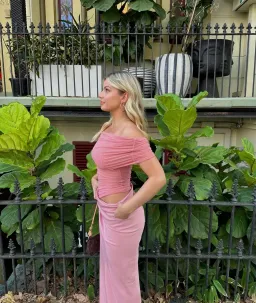 Benni Nico Off Shoulder Maxi Dress Candy Pink Size XS / AU 6 for rent on The Volte - image 3