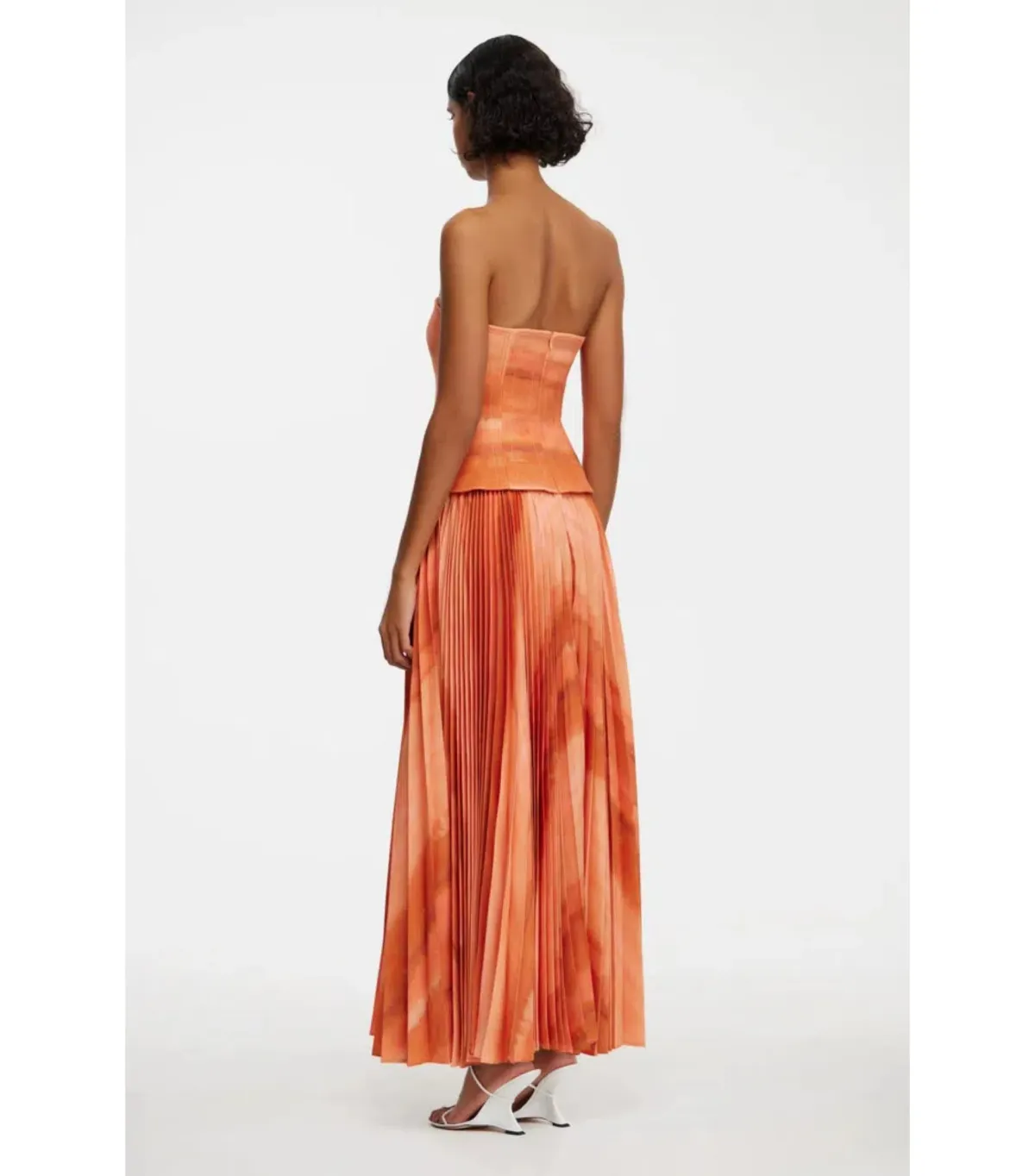 Acler Brayswick Midi Dress in Melon Watercolour Size AU 6 - Image 3