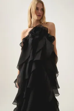Aje Pandorea Layered Maxi Dress Black Size AU 6  for rent on The Volte - image 5