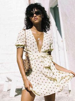 Faithfull the Brand, Vanelli Mini Dress Lemon Yellow Size 8 for rent on The Volte - image 1