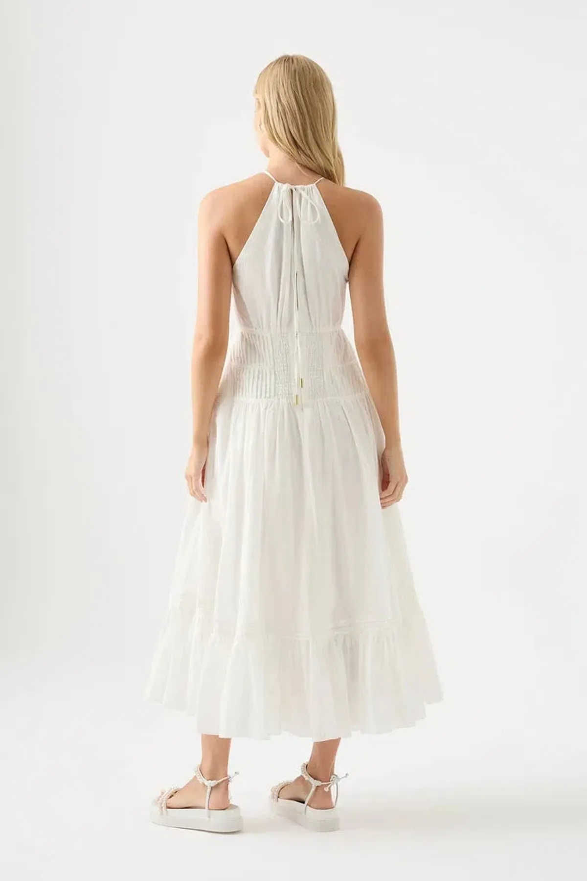 Aje Renata Eyelash Midi Dress Ivory Size 8 - Image 3