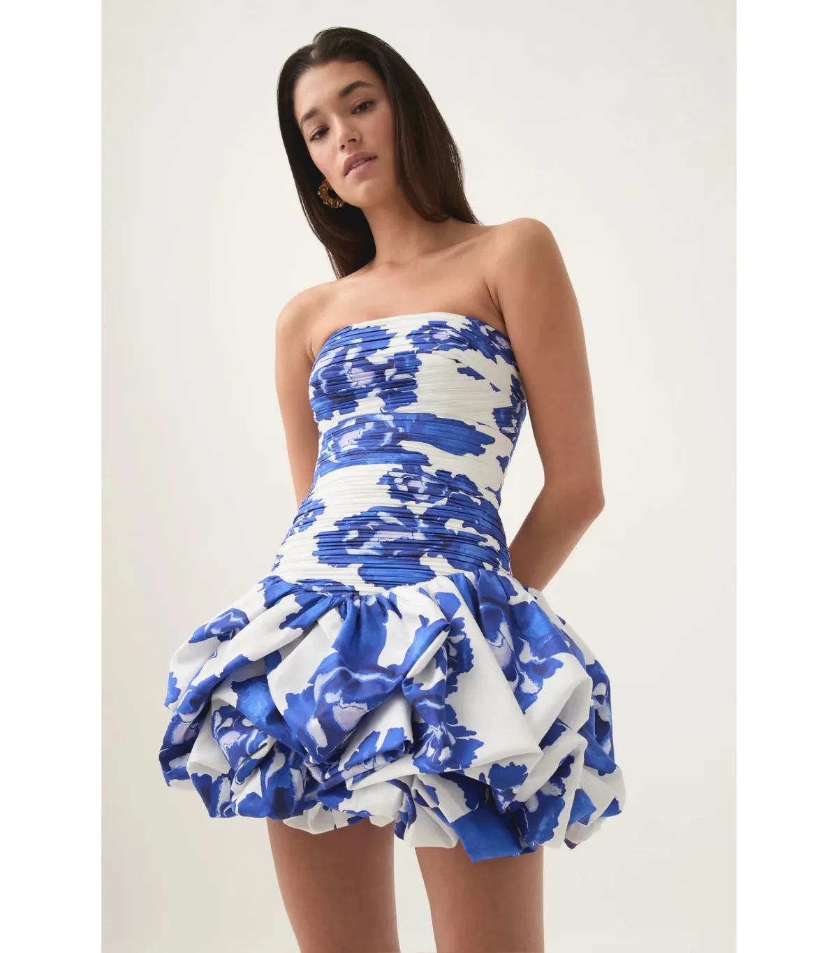 Aje Violette Bubble Hem Mini Dress in Boldly Blooming Cobalt Size AU 10 - Image 4