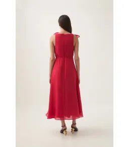 Aje Genesis Midi Dress Scarlet Red Size AU 10  for rent on The Volte - image 2