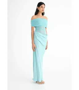 Benni Nico Off Shoulder Maxi Dress Aquamarine Size AU 10 for rent on The Volte - image 2