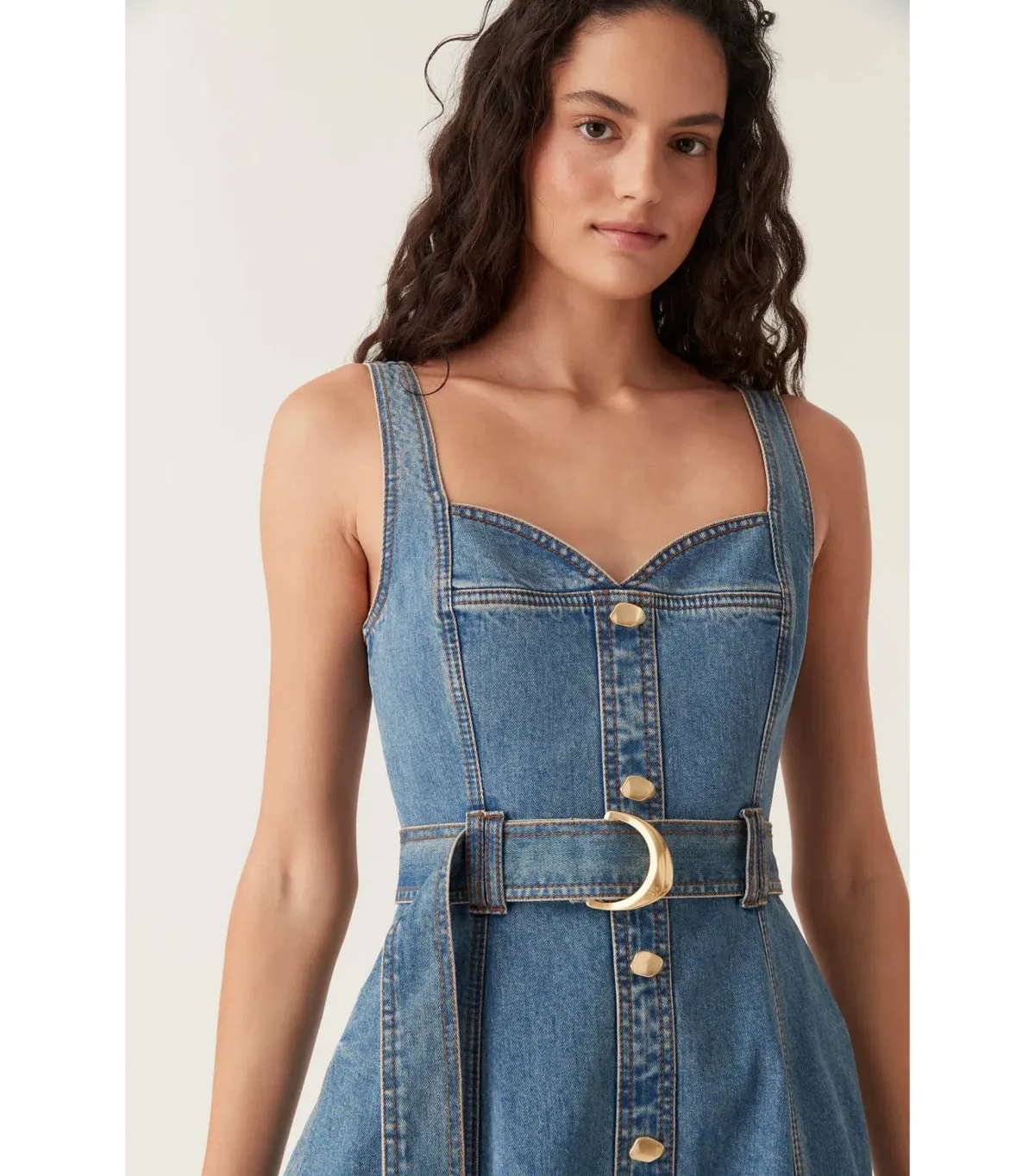 Aje Clay Denim Midi Dress in 90's Wash Size AU 10 - Image 2