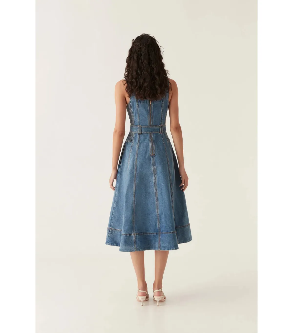Aje Clay Denim Midi Dress in 90's Wash Size AU 10 - Image 3