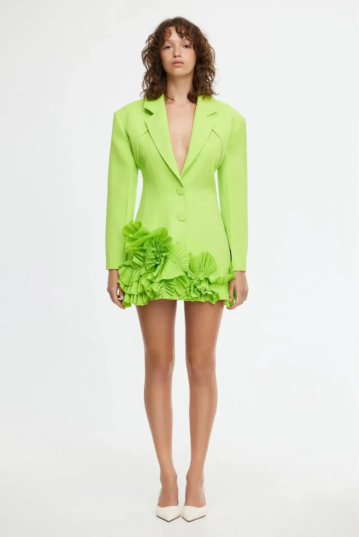 Acler Hampstead Blazer Mini Dress in French Lime Size 8 - Image 1