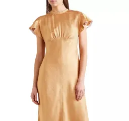 Zimmerman Frill Sleeve Maxi Dress Gold Size 10 for rent on The Volte - image 1