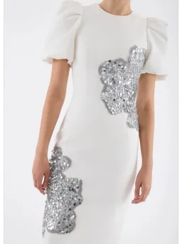 Rebecca Vallance Layana Midi Dress in Ivory Size 14 for rent on The Volte - image 2