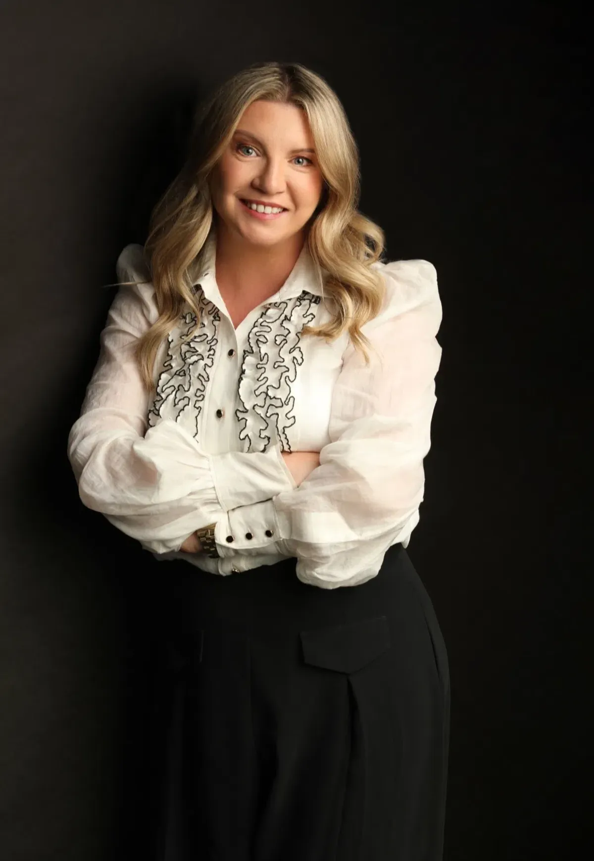 Zimmermann Long Sleeve Tuxedo Ruffle Blouse White Size 1 / AU 10 - Image 1