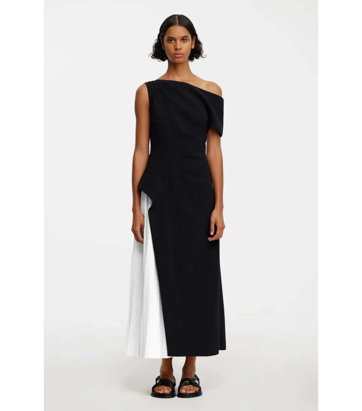 Acler Sudden Midi Dress Black with Cream Size AU 12 - Image 1