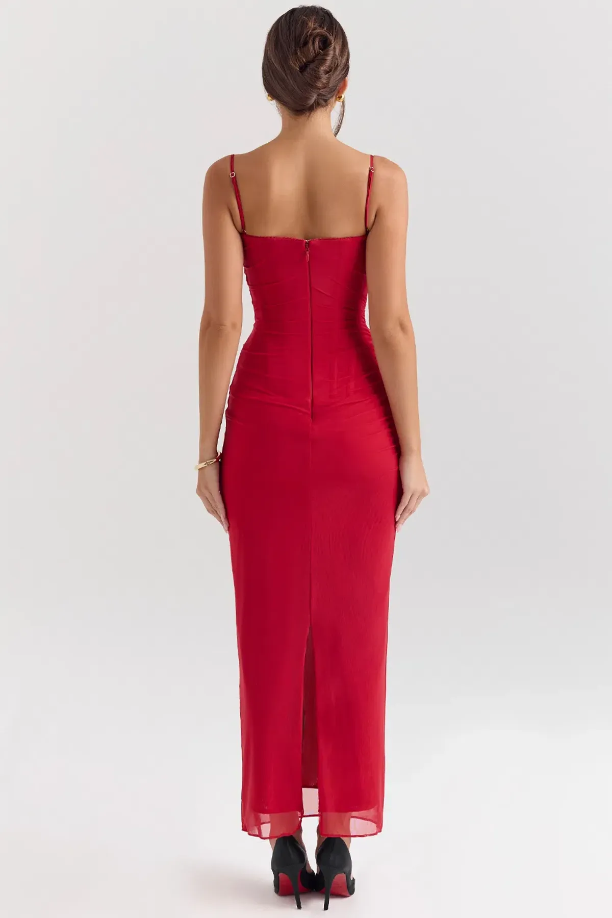 House of CB Nalini Mesh Corset Maxi Dress Holly Red Size S / AU 8 Regular cup - Image 2