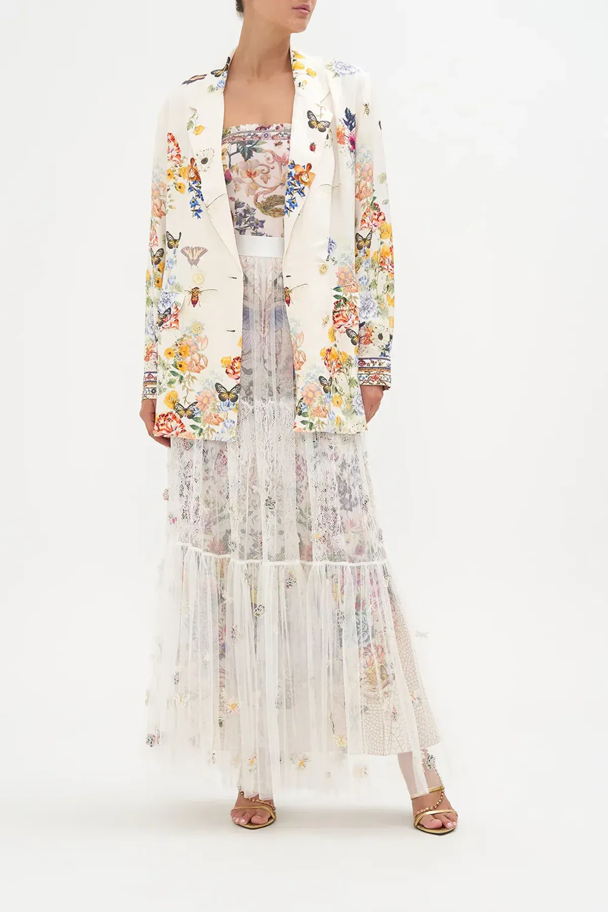 Camilla Double Breasted Soft Jacket Queens Bee Hive Print Size S / AU 10 - Image 1