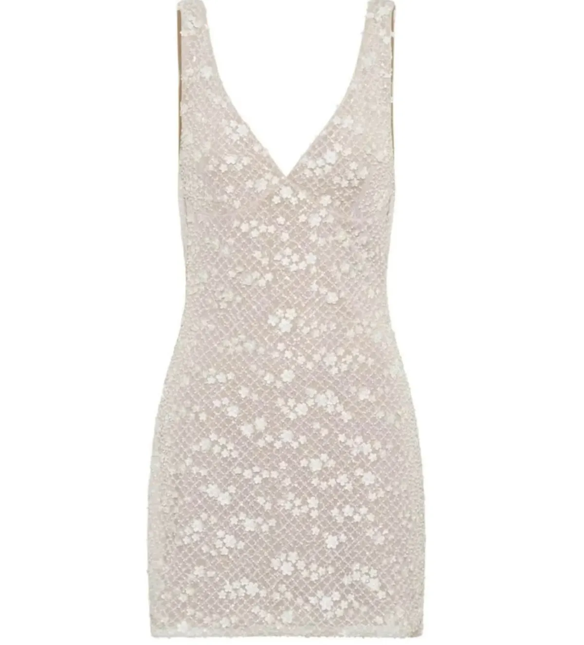 Meshki Louanne Daisy Beaded Mini Dress White AU 18 - Image 3