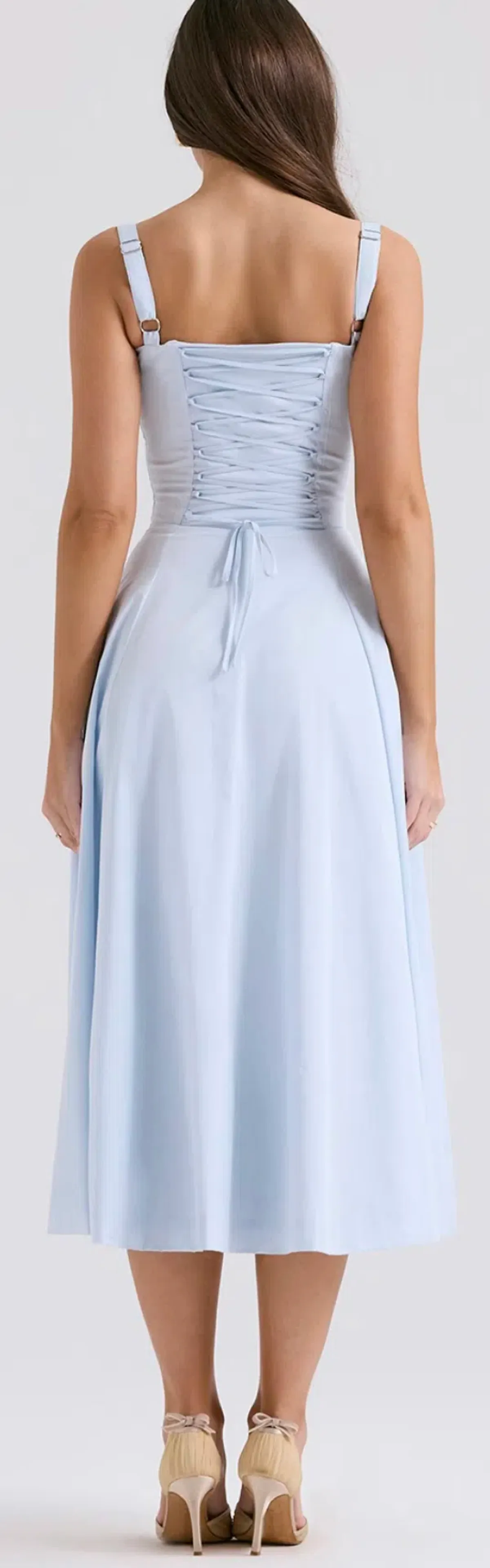 House of CB Carmen Soft Blue Bustier Midi Sundress Size L - Image 3
