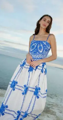 Aston Studio Cordelia Dress Mediterranean/Foam Size 10 for rent on The Volte - image 4