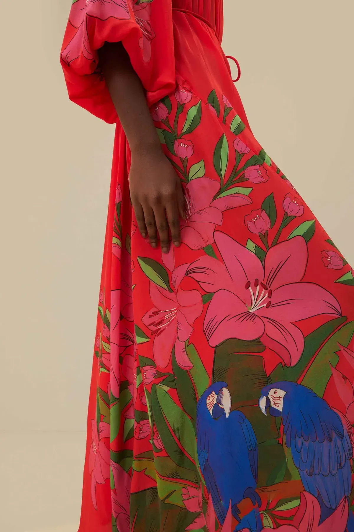 Farm Rio Summer Foliage Scarf Maxi Dress Red Size 12 - Image 3