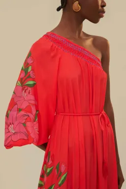 Farm Rio Summer Foliage Scarf Maxi Dress Red Size 12 for rent on The Volte - image 5