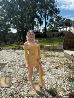 BENNI - Yasmin Mini Dress in Mustard Size AU 8 for rent on The Volte - image 3