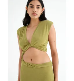 BENNI Henri Twist Maxi Dress in Chartreuse Size AU 10 for rent on The Volte - image 4