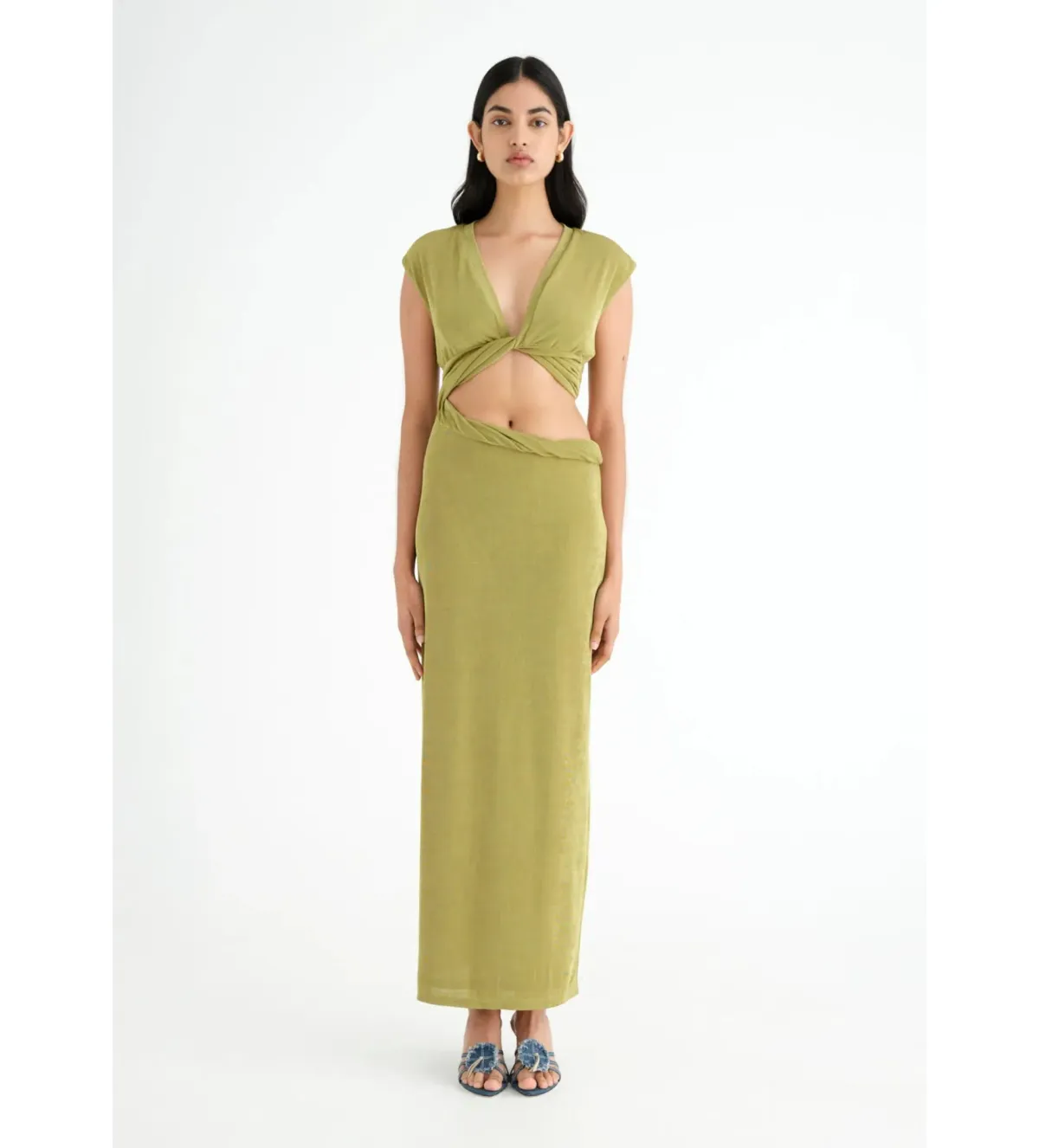 Benni Henri Twist Maxi Dress in Chartreuse Size AU 6 - Image 1