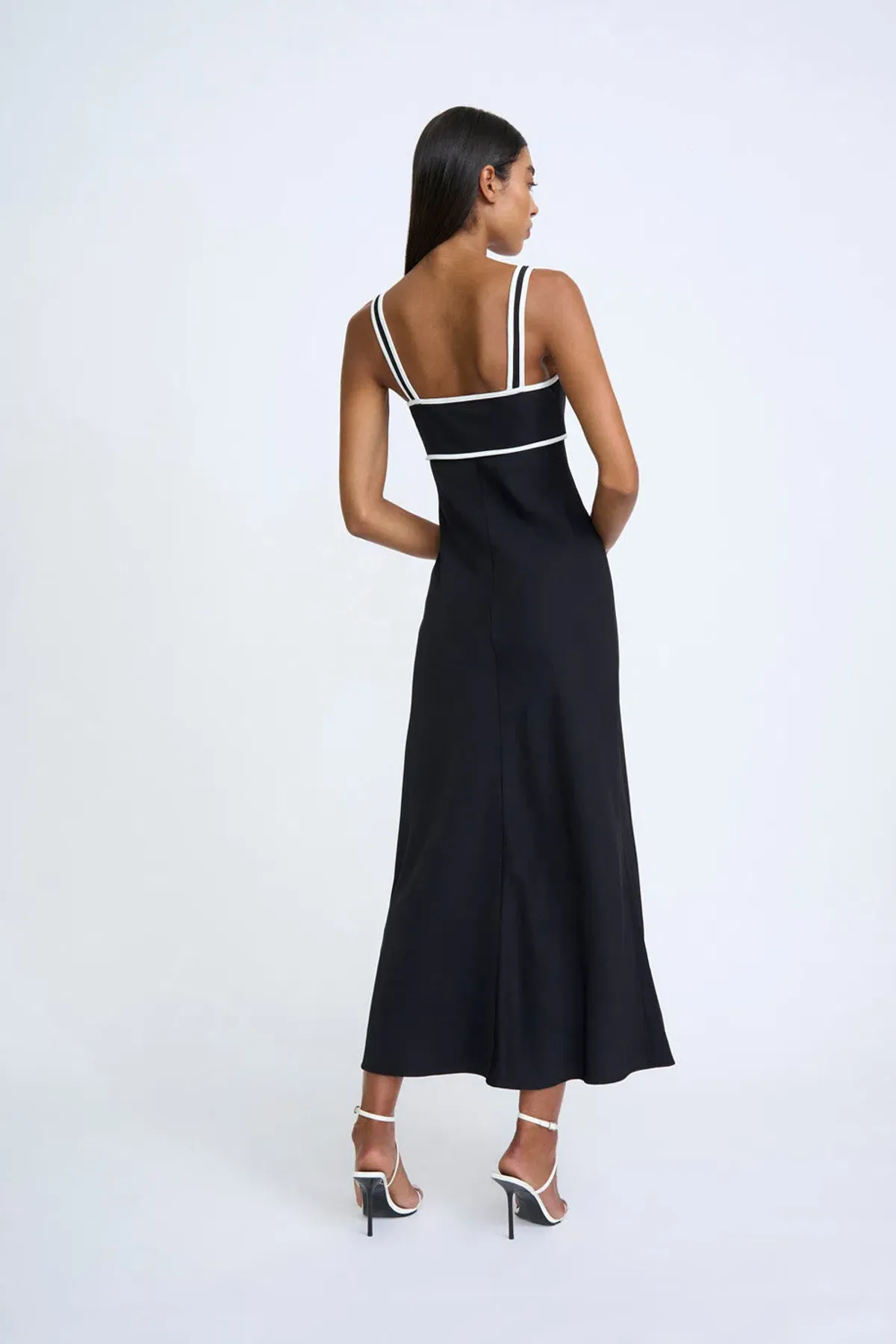 By Johnny Basia Boned Bustier Midi Dress Black Ivory Size 10 - Image 2