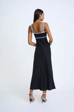 By Johnny Basia Boned Bustier Midi Dress Black Ivory Size 10 for rent on The Volte - image 2