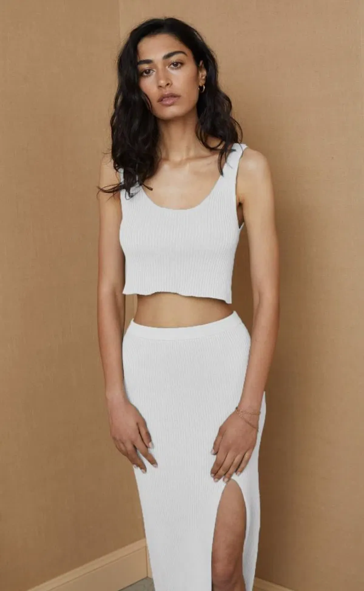 Bec and Bridge Margot Knit Crop Top and Midi Skirt Set White Size 6 - Image 2