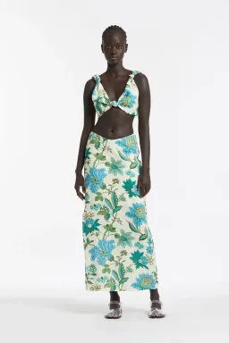 Sir The Label Alexandre Knot Bralette and Midi Skirt Set in Marguerite Print Size 3/ AU 12 for rent on The Volte - image 1