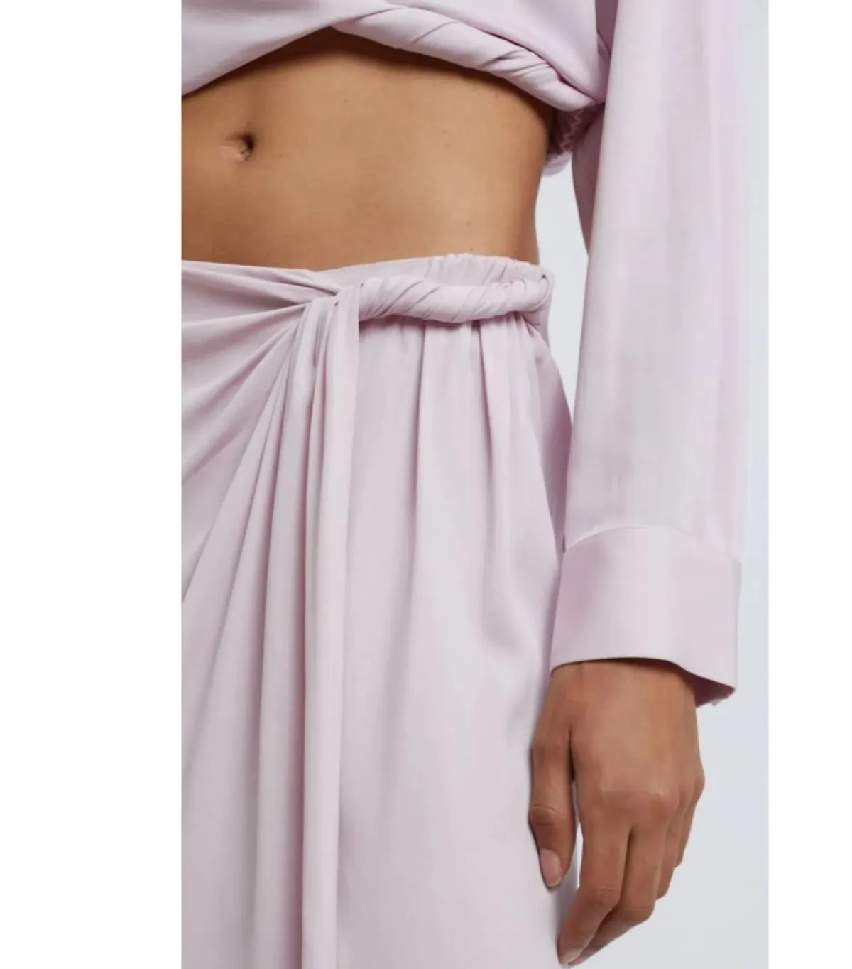 Christopher Esber Wrapped Cropped Blouse and Skirt Set in Blush Size AU 12 - Image 2
