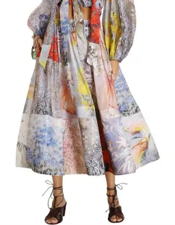 Zimmermann Botanica Crop Bodice Top and Midi Skirt Set Book Print Size 0 / AU 8 for rent on The Volte - image 3