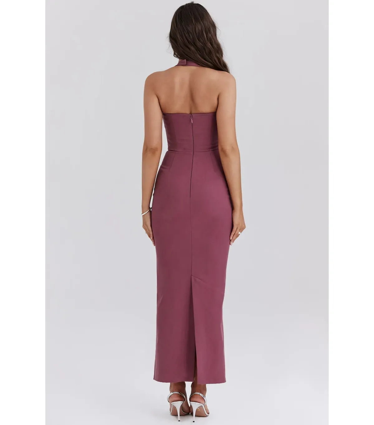 House Of CB Mia Twill Halter Dress Mulberry Size AU 6 - Image 4