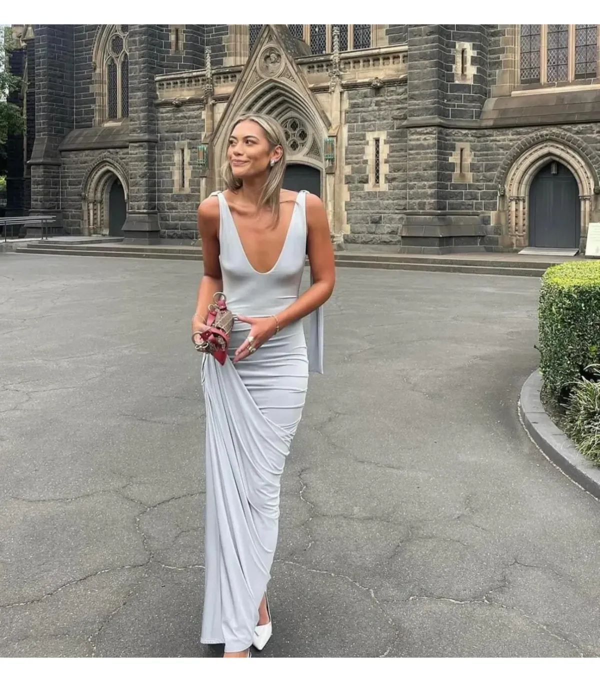 Paris Georgia Ballerina Draped Dress Cloud Grey Size S / AU 8  - Image 3