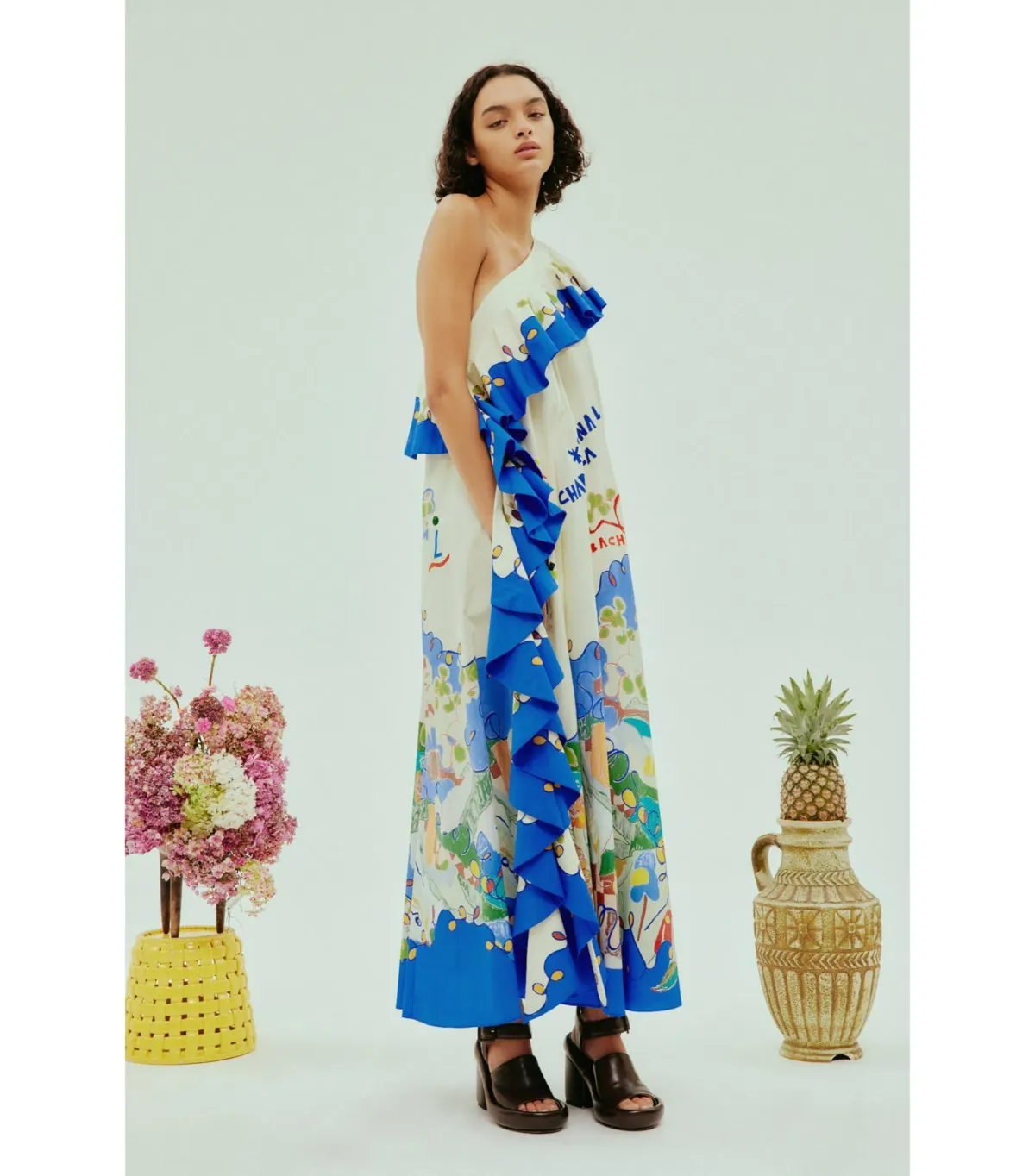 Alemais Nadia One Shoulder Ruffle Dress Print Size AU 10 - Image 2