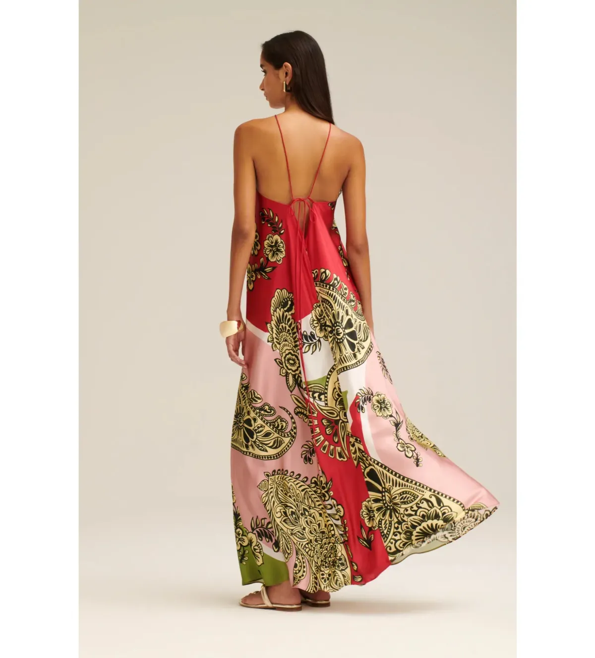 Scanlan Theodore Silk Harrow Print Maxi Dress Red/Pink Size AU 8 - Image 3