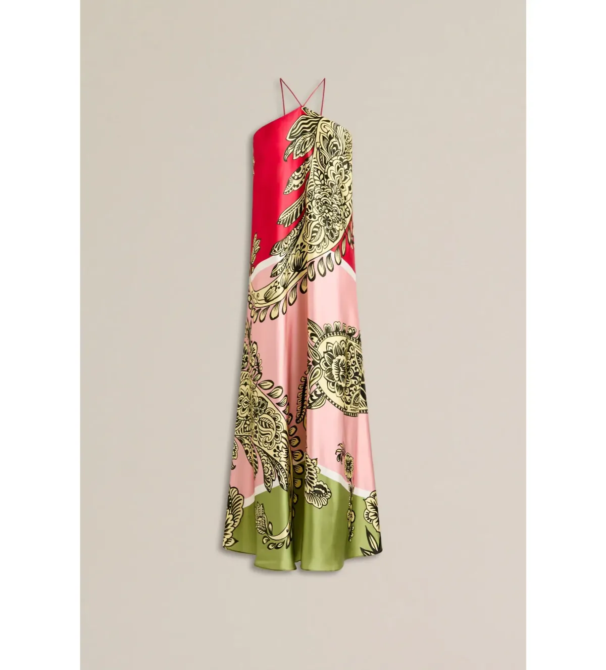 Scanlan Theodore Silk Harrow Print Maxi Dress Red/Pink Size AU 8 - Image 4