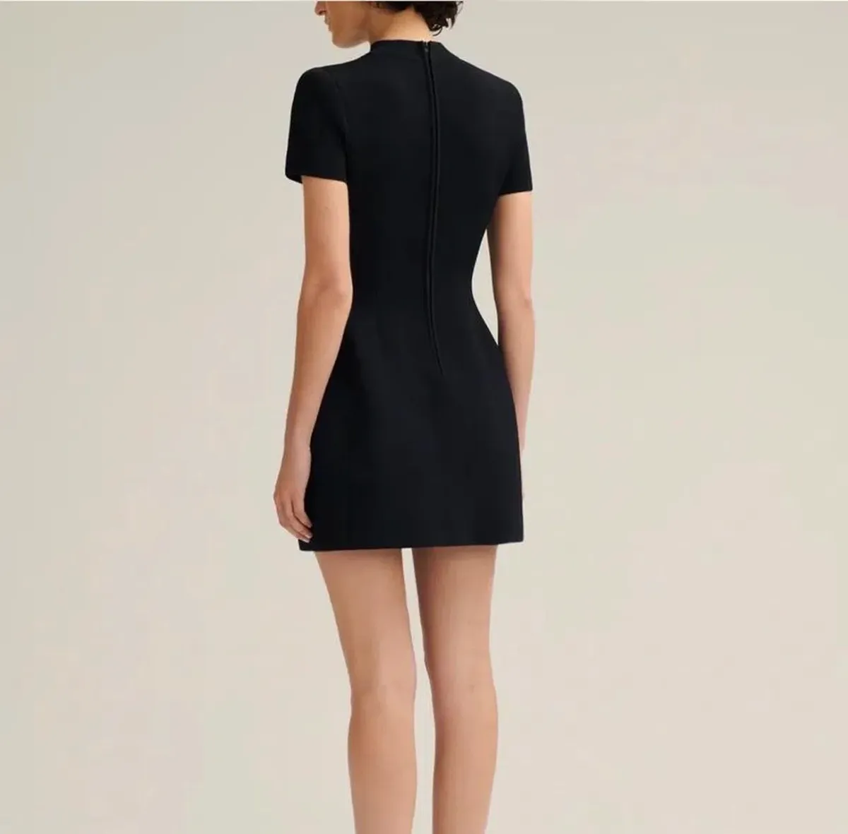 Scanlan Theodore Crepe Knit Peplum Mini Dress Black Size S / AU 8 - Image 3