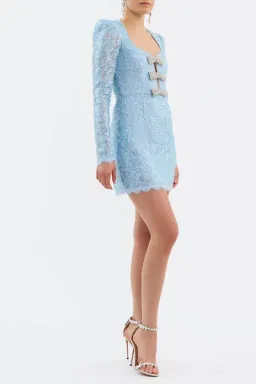 Rebecca Vallance Leyla Long Sleeve Mini Dress Blue Size AU 12 for rent on The Volte - image 2