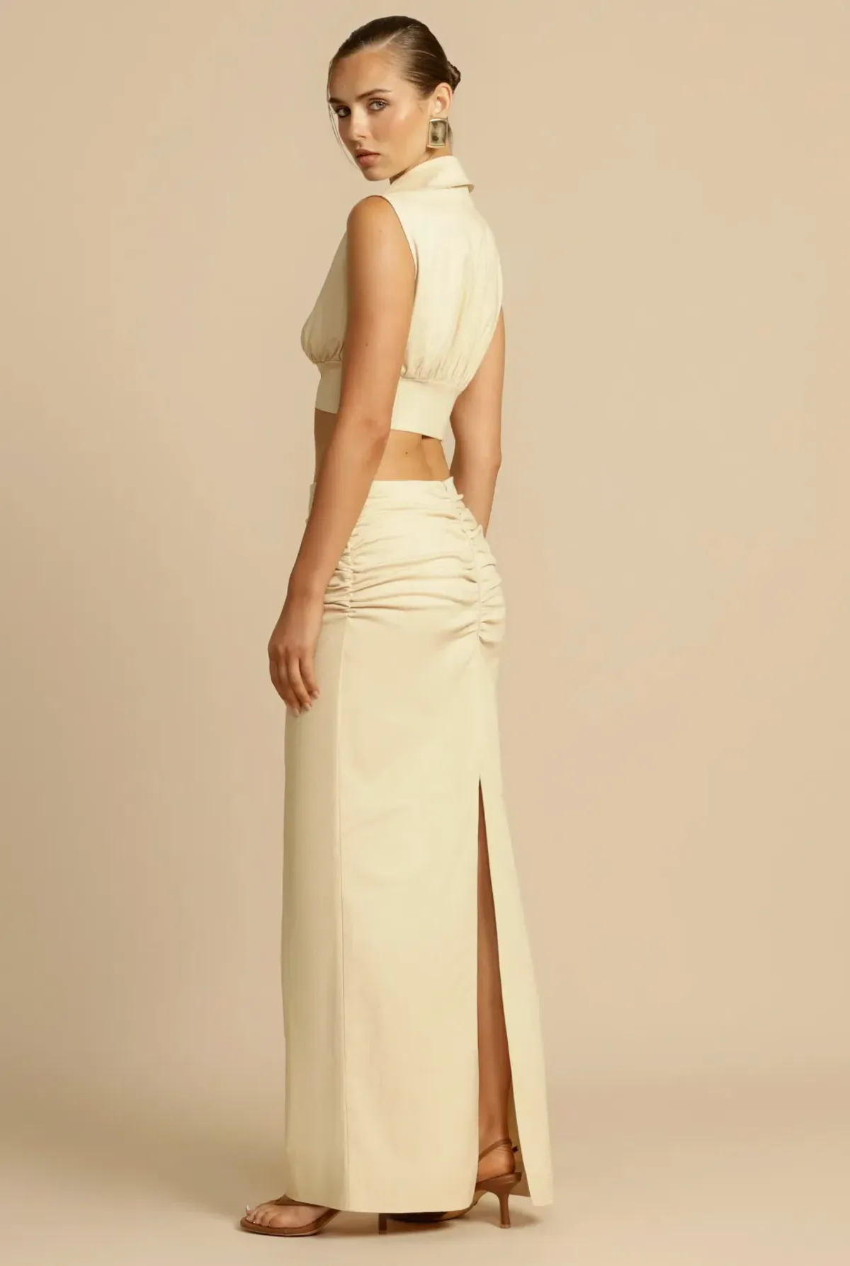 Arcina Ori Carmen Top & Skirt Set Stone Beige Size 6 - Image 2