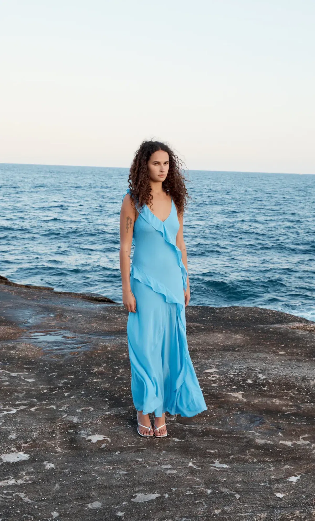 Bec & Bridge Aida Frill Dress Maxi Azure Size 8 - Image 5