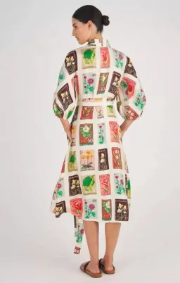Oroton Stamp Wrap Midi Dress Multi Size 16 for rent on The Volte - image 3