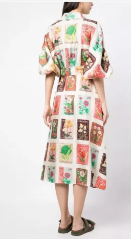 Oroton Stamp Wrap Midi Dress Multi Size 16 for rent on The Volte - image 7