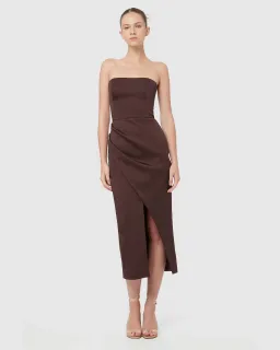 Manning Cartell Time To Shine Strapless Midi Dress Brown Size 10 for rent on The Volte - image 1