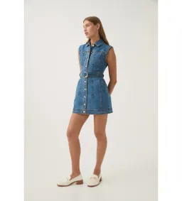 Aje Darcie Denim Mini Dress Blue Size 8  for rent on The Volte - image 1