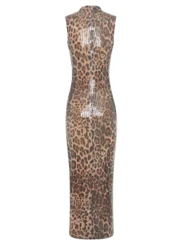 Meshki Veronica Sequin Midi Dress in Leopard Print Size 8 for rent on The Volte - image 2