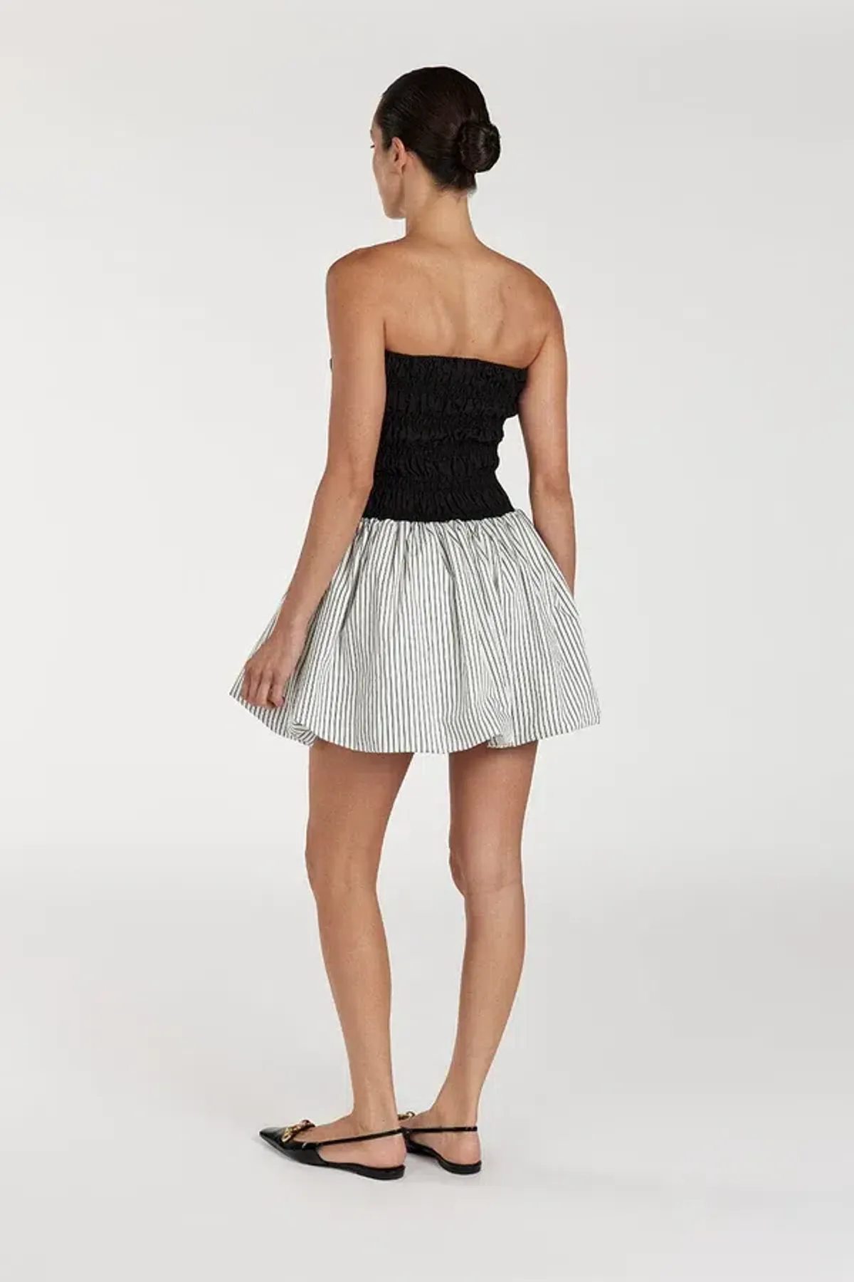 DISSH Stockholm Stripe Silk Blend Mini Dress Black/White Size 6 - Image 3